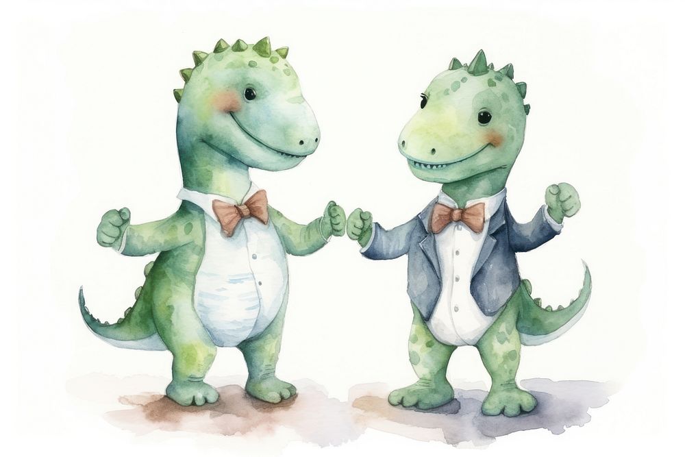 Dinosaurs wearing suits cartoon animal toy. 