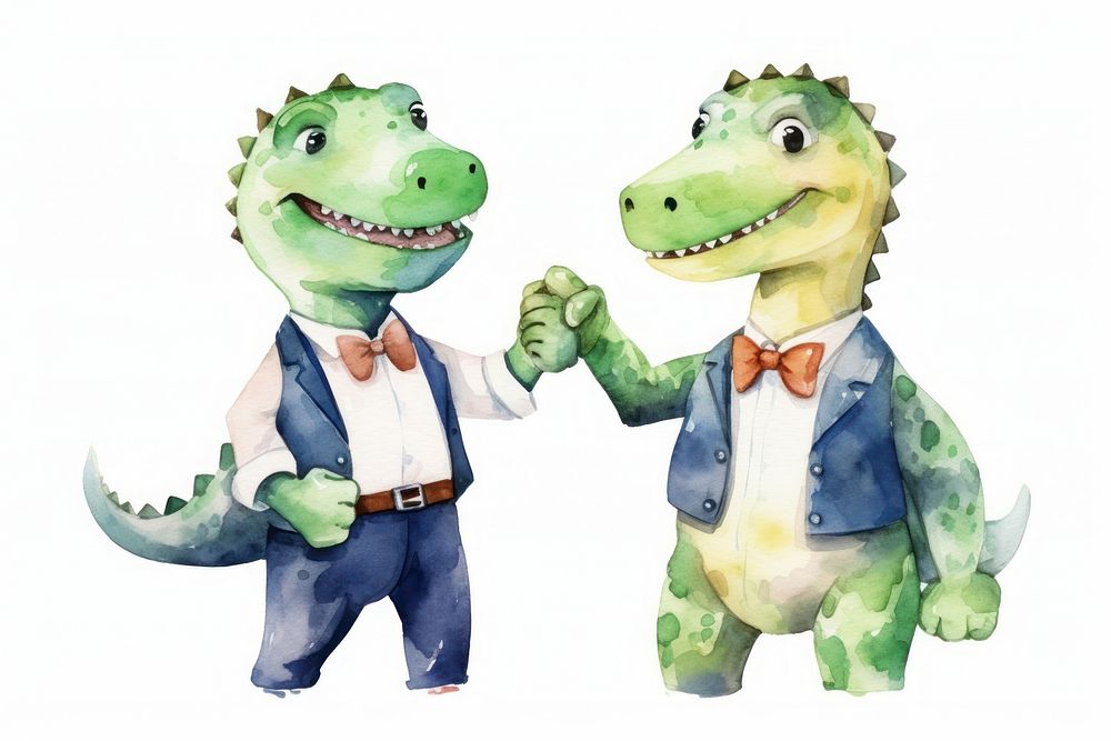 Dinosaurs wearing suits cartoon animal representation. AI generated Image by rawpixel.