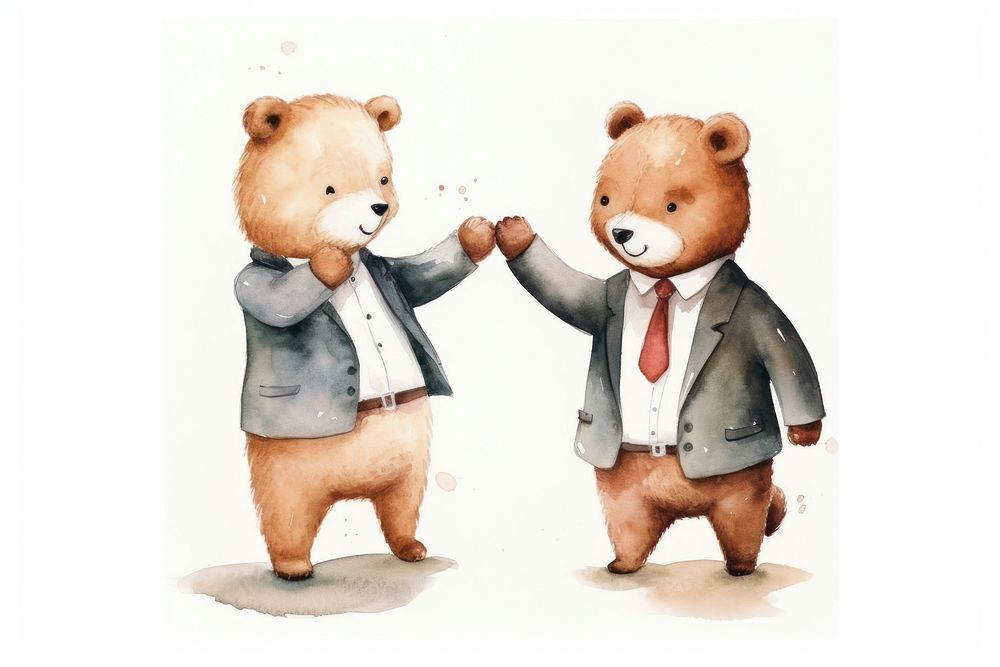 Little bears wearing suits cartoon toy representation. 