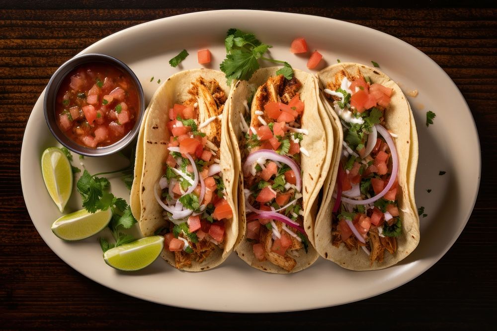 Chicken Tacos plate taco tortilla. | Free Photo - rawpixel