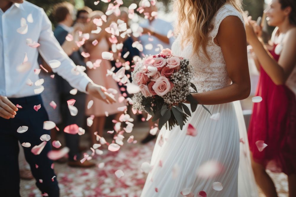 Wedding flower petal ceremony. AI generated Image by rawpixel.
