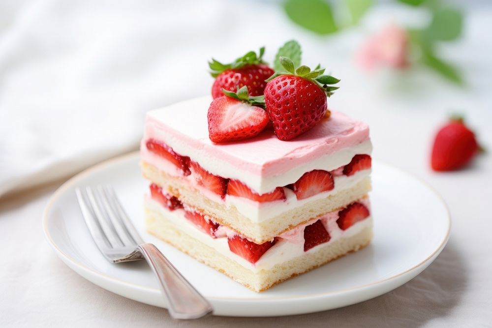 Japanese strawberry short cake dessert fruit cream. 