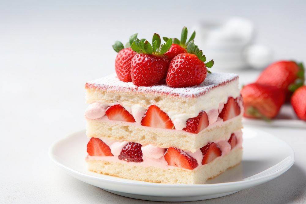 Japanese strawberry short cake dessert fruit cream. AI generated Image by rawpixel.