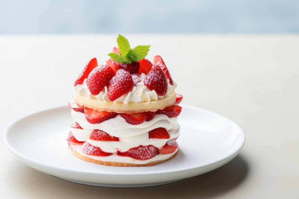 Japanese strawberry short cake dessert fruit cream. AI generated Image by rawpixel.