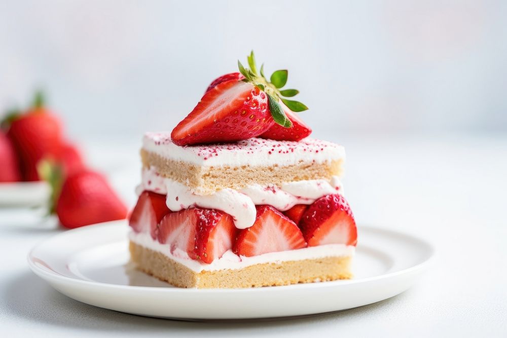 Japanese strawberry short cake dessert fruit cream. AI generated Image by rawpixel.