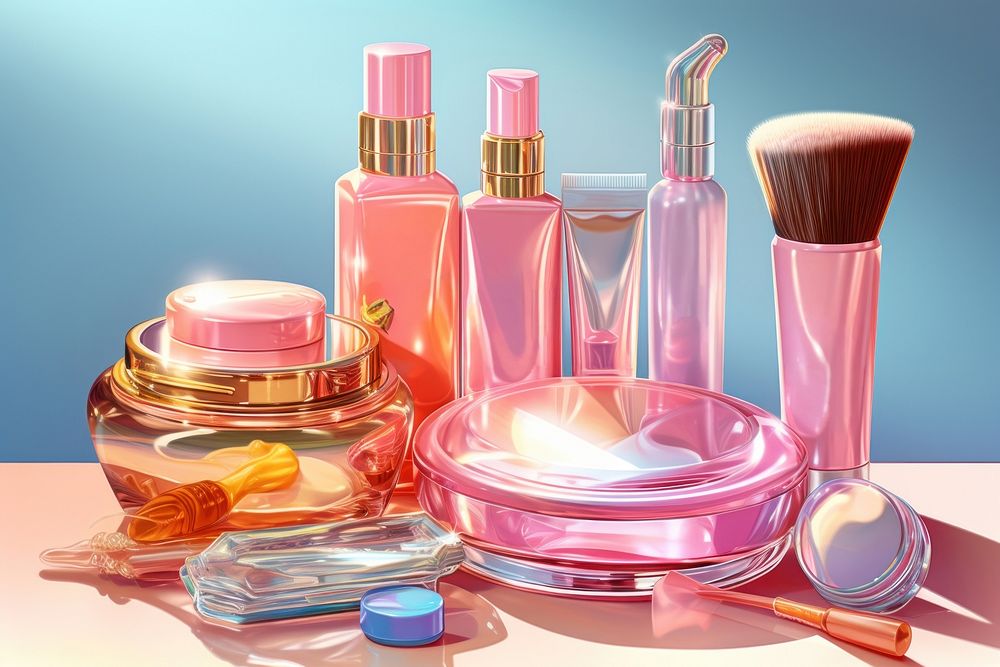 Cosmetic set cosmetics perfume bottle. AI generated Image by rawpixel.