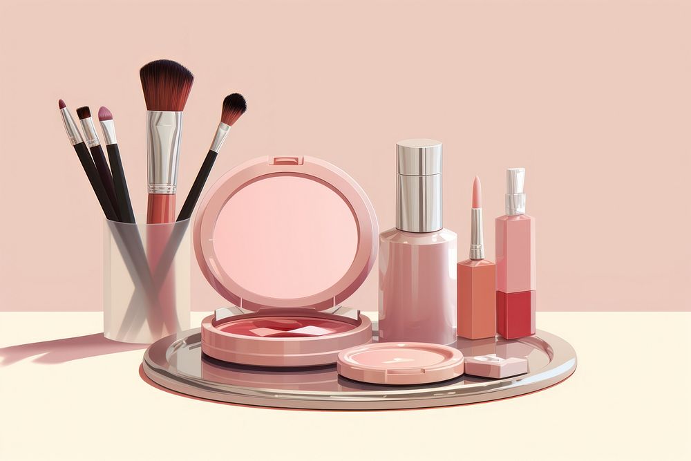 Cosmetic set cosmetics lipstick brush. AI generated Image by rawpixel.