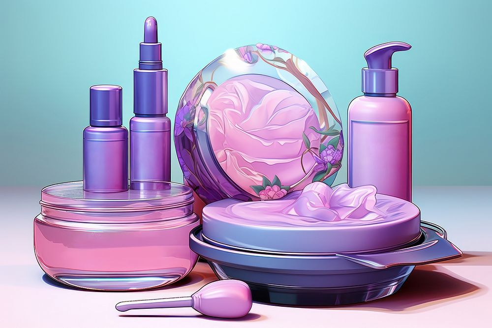 Skincare set cosmetics perfume bottle. AI generated Image by rawpixel.