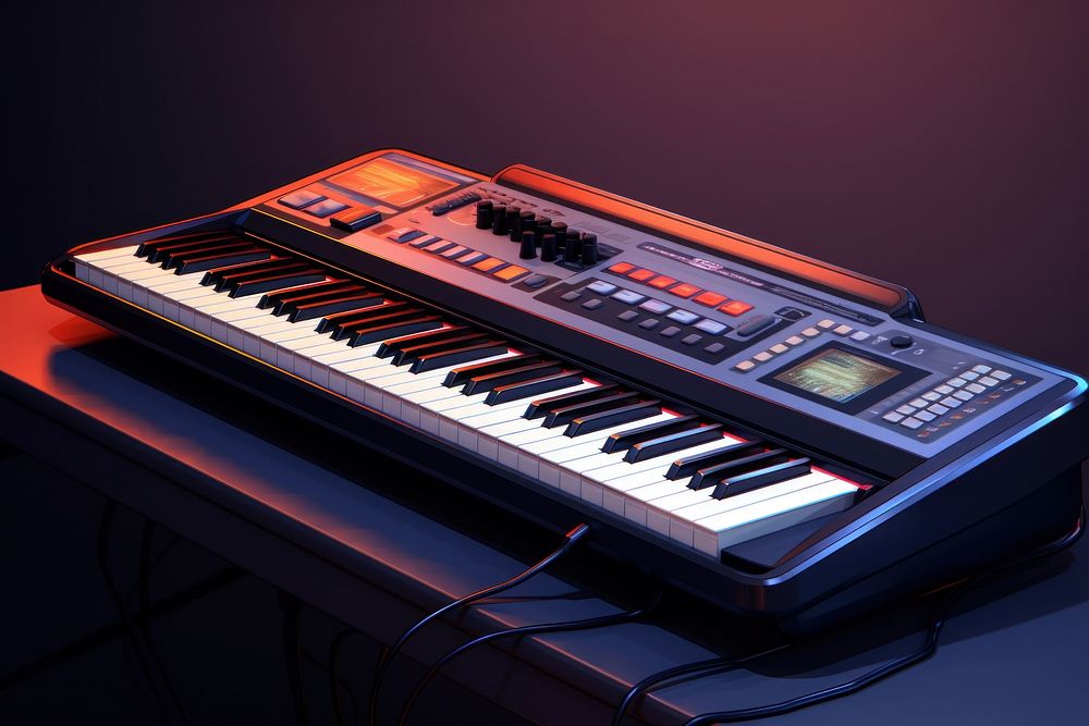 Electric keyboard music piano musical instrument. 