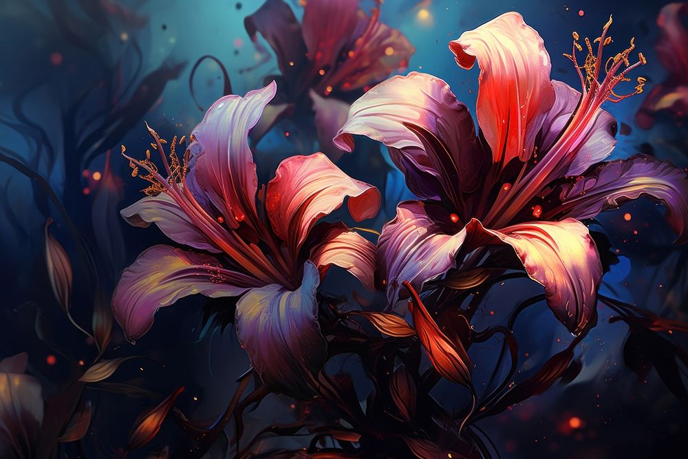 Dark exotic flowers plant petal inflorescence. AI generated Image by rawpixel.