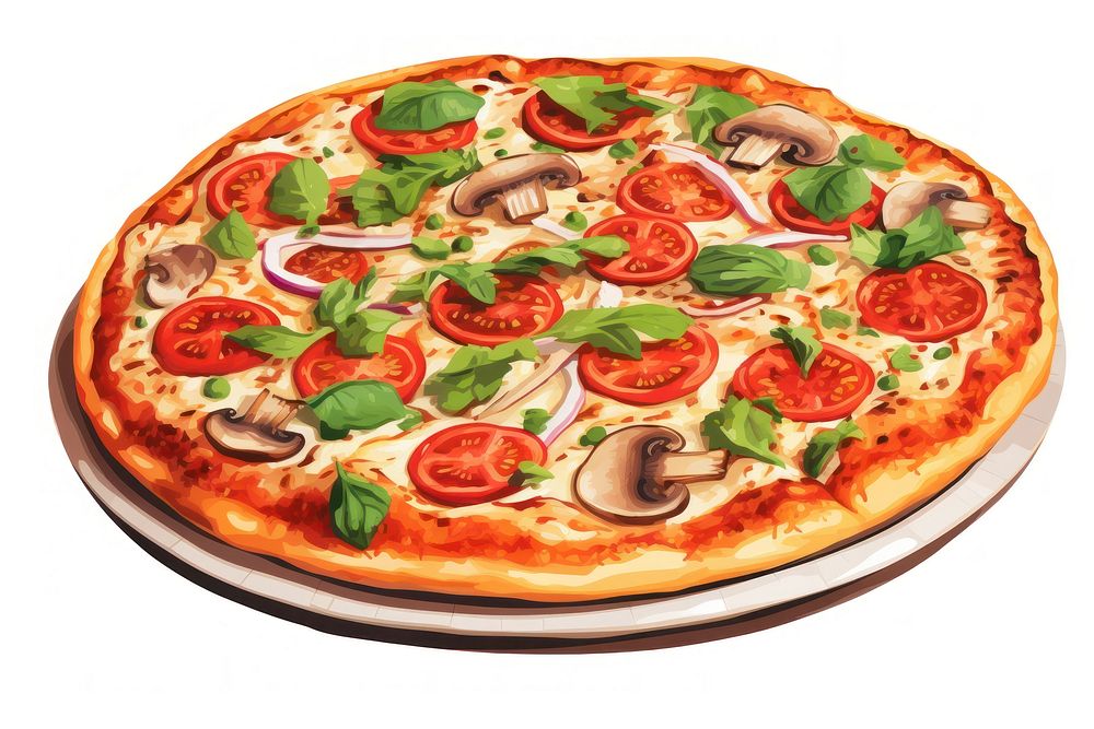 Vegan pizza food white background mozzarella. AI generated Image by rawpixel.