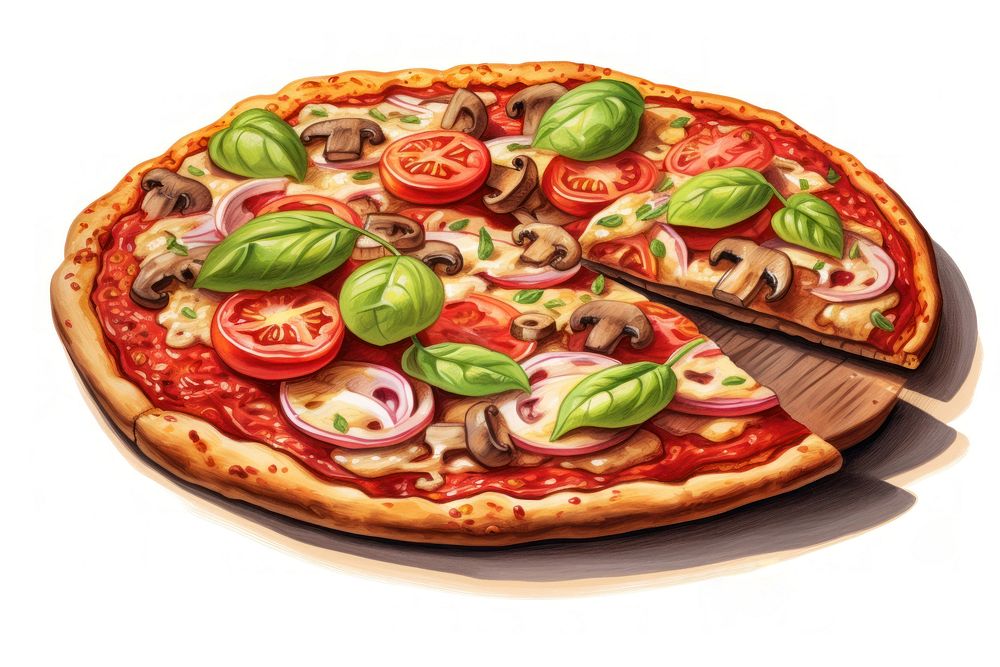 Vegan pizza food mozzarella vegetable. AI generated Image by rawpixel.