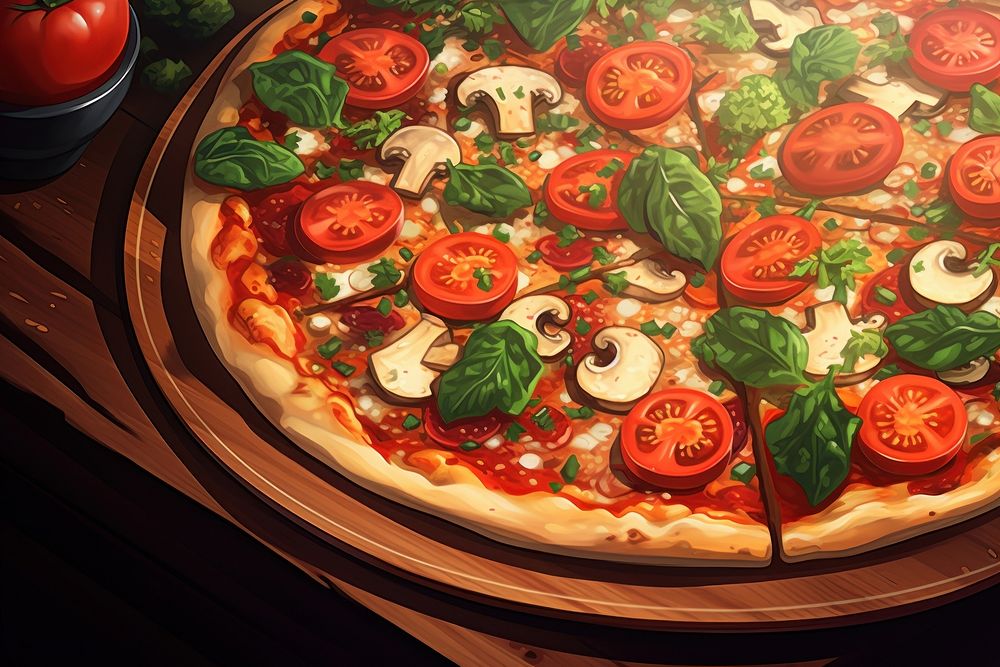 Vegan pizza food mozzarella pepperoni. AI generated Image by rawpixel.