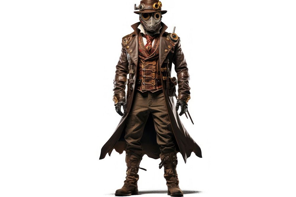 Steampunk character costume adult white background. AI generated Image by rawpixel.