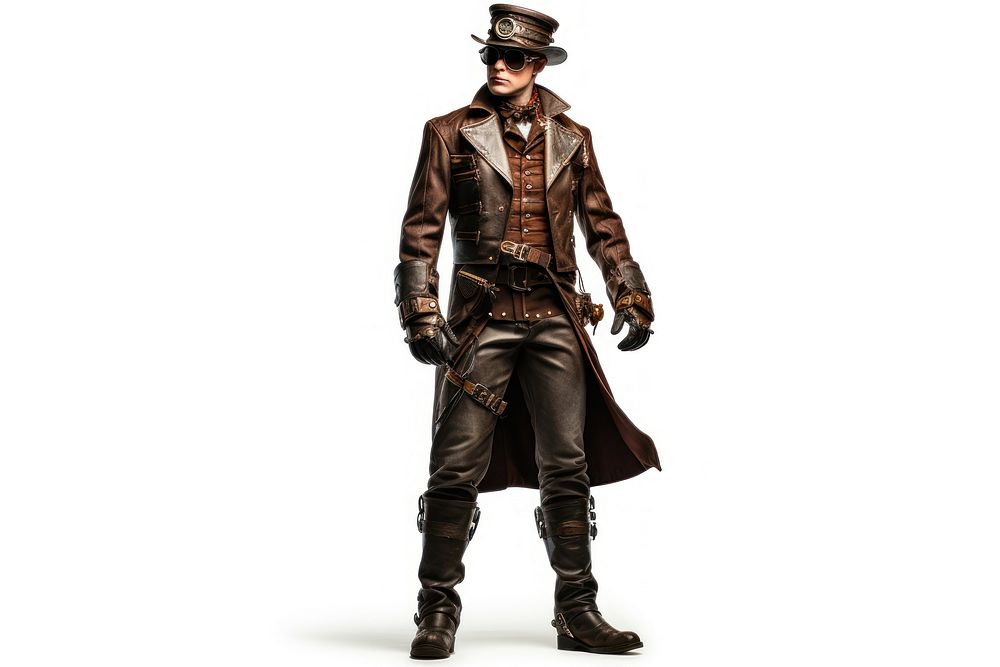 Steampunk man adult white background protection. AI generated Image by rawpixel.