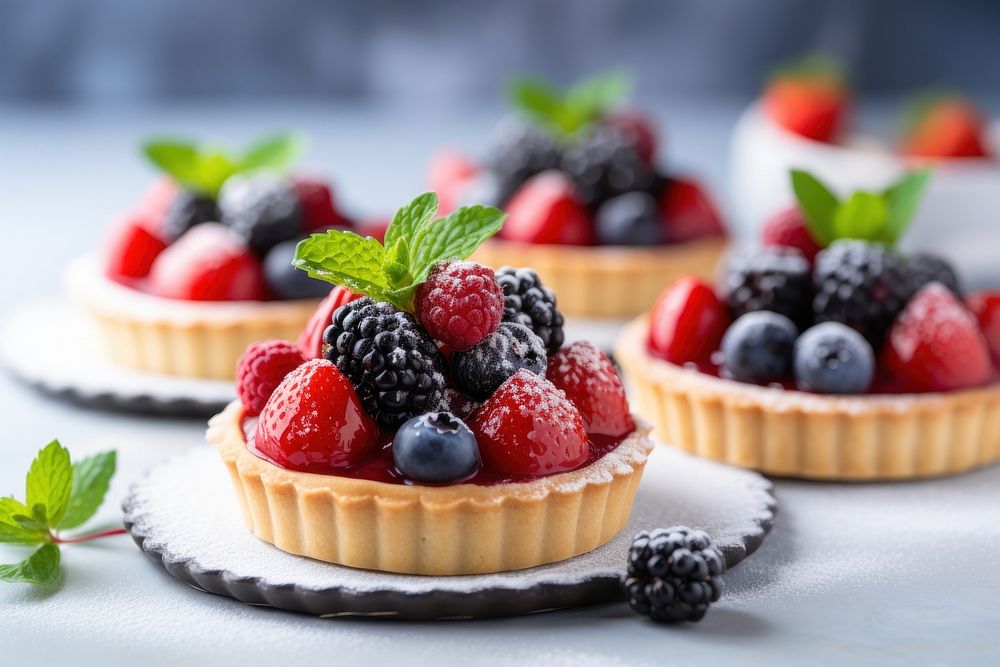 Baked berry tarts blackberry blueberry dessert. AI generated Image by rawpixel.