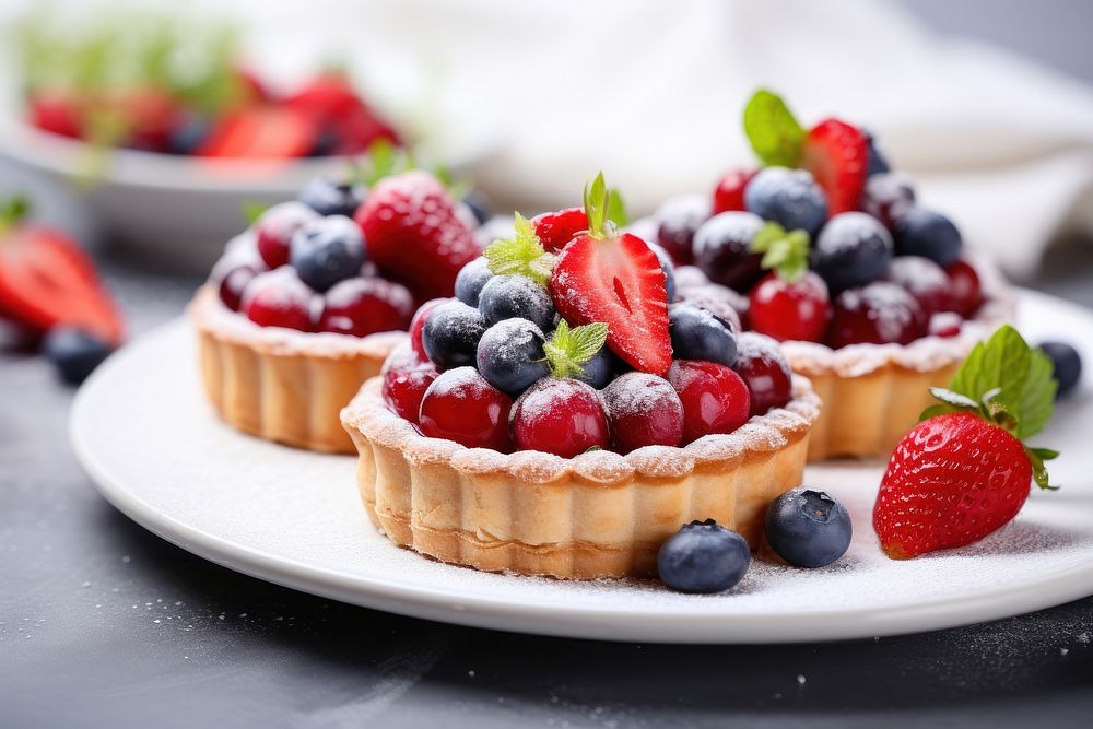 Baked berry tarts blueberry dessert pastry. AI generated Image by rawpixel.