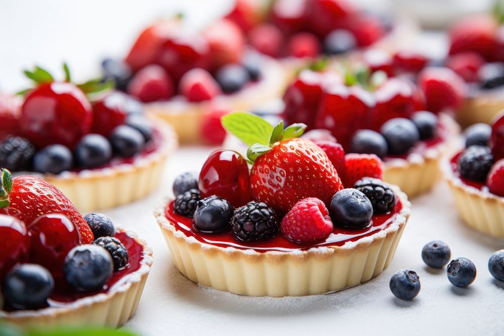 Baked berry tarts strawberry blueberry dessert. AI generated Image by rawpixel.