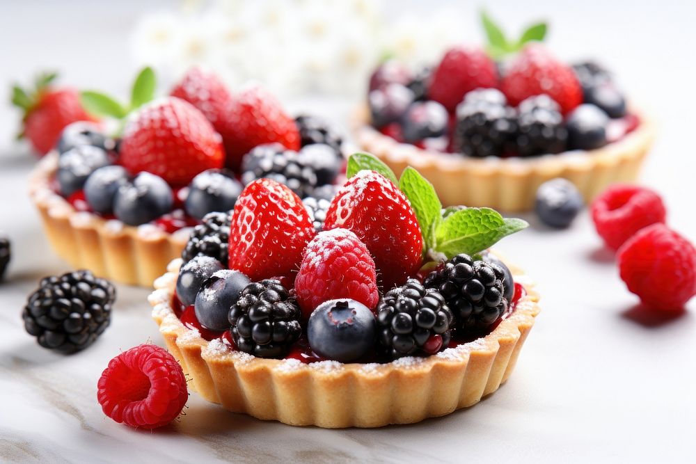 Baked berry tarts raspberry blueberry dessert. AI generated Image by rawpixel.