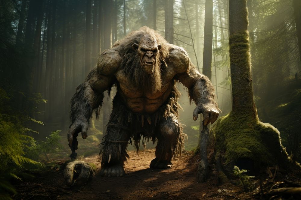 Scandinavian forest troll outdoors woodland nature. AI generated Image by rawpixel.