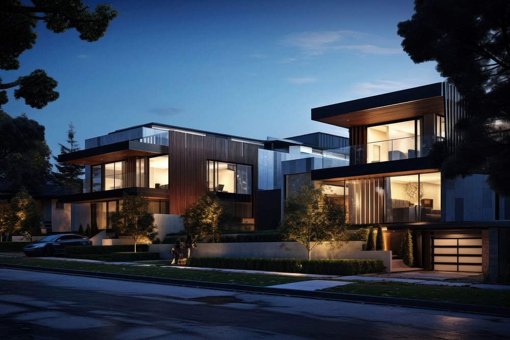 Modern family home neighbourhood architecture building. AI generated Image by rawpixel.