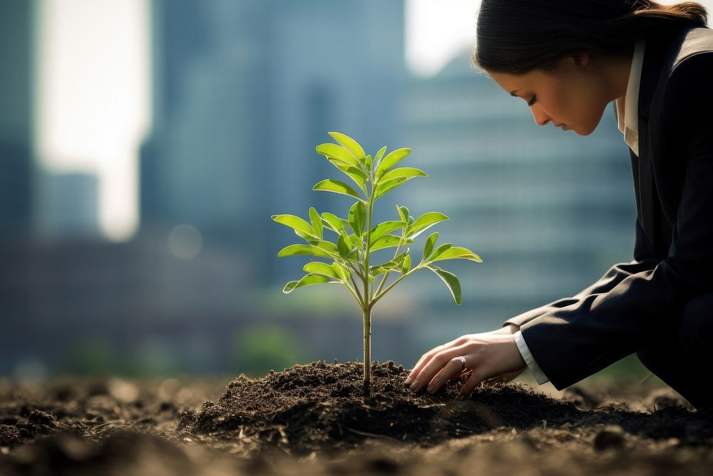 Planting a tree gardening outdoors nature. AI generated Image by rawpixel.