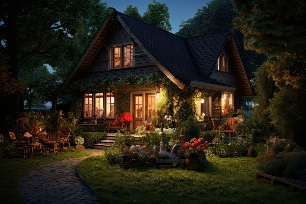 Cozy family home architecture building outdoors. AI generated Image by rawpixel.