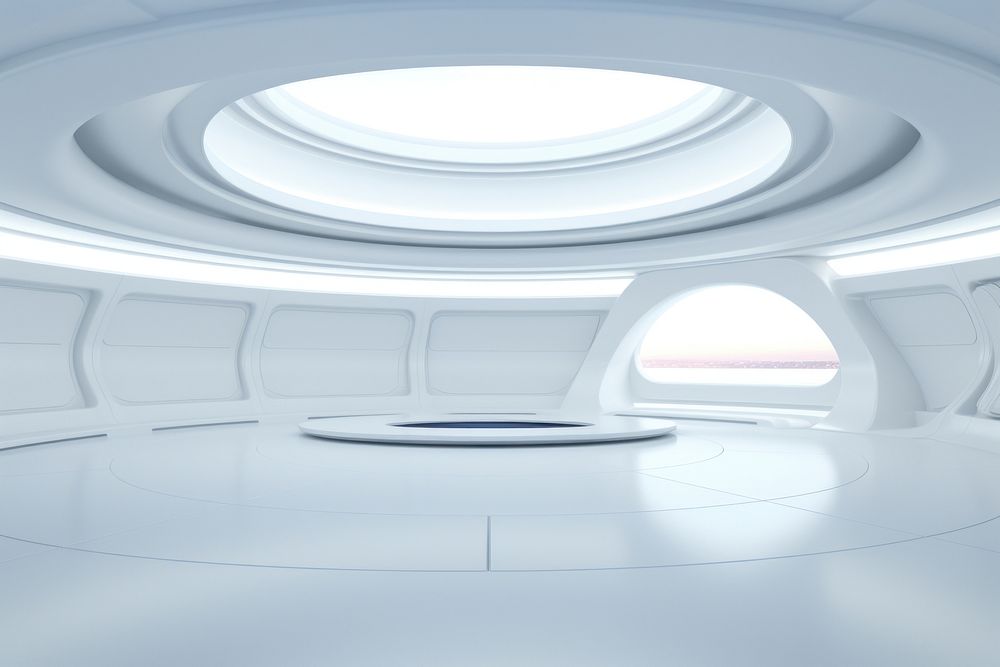 White futuristic room architecture technology lighting. AI generated Image by rawpixel.