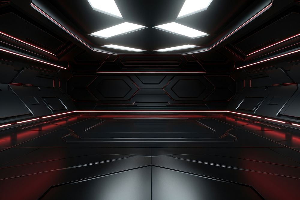 Black futuristic room light architecture illuminated. AI generated Image by rawpixel.