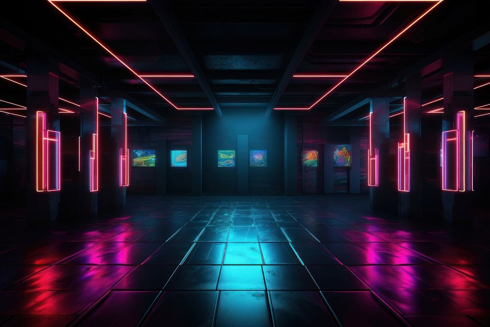 Empty room light lighting neon. AI generated Image by rawpixel.
