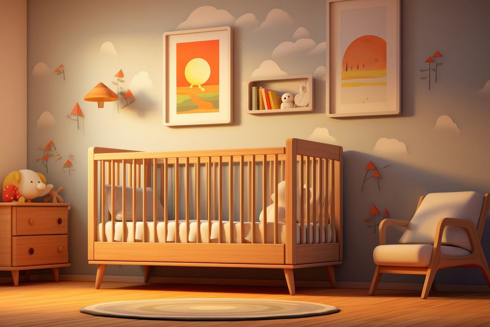 Toddler bed crib room comfortable. AI generated Image by rawpixel.