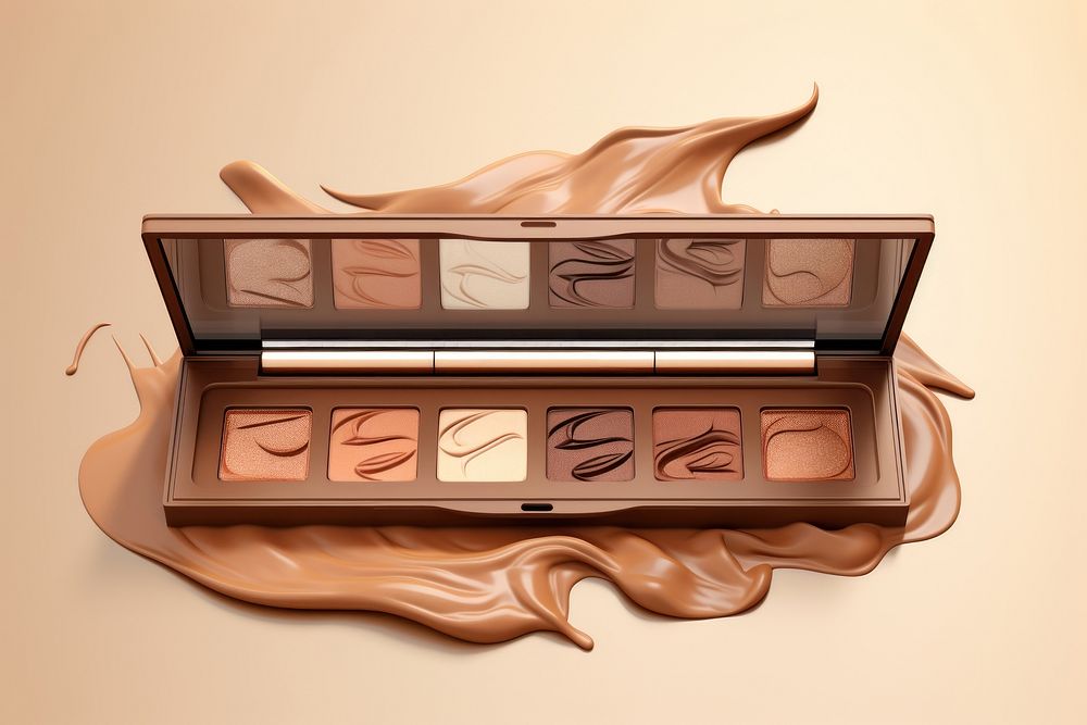 Eyeshadow palette cosmetics chocolate furniture. AI generated Image by rawpixel.