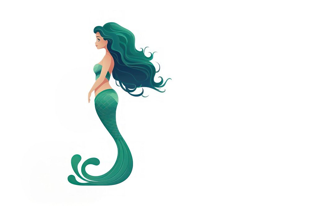 Mermaid adult white background hairstyle. AI generated Image by rawpixel.