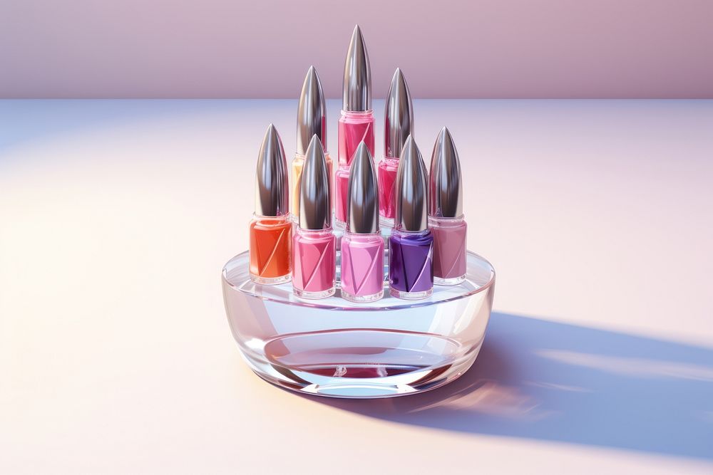 Nail polish set cosmetics arrangement container. AI generated Image by rawpixel.