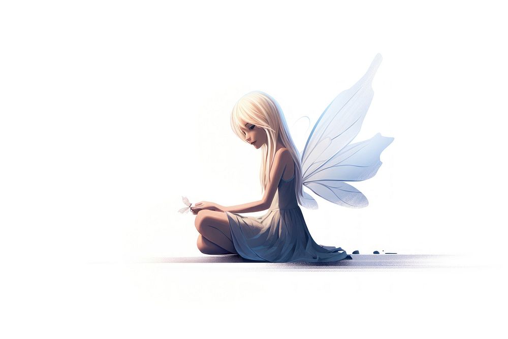 Fairy sitting anime adult. AI generated Image by rawpixel.