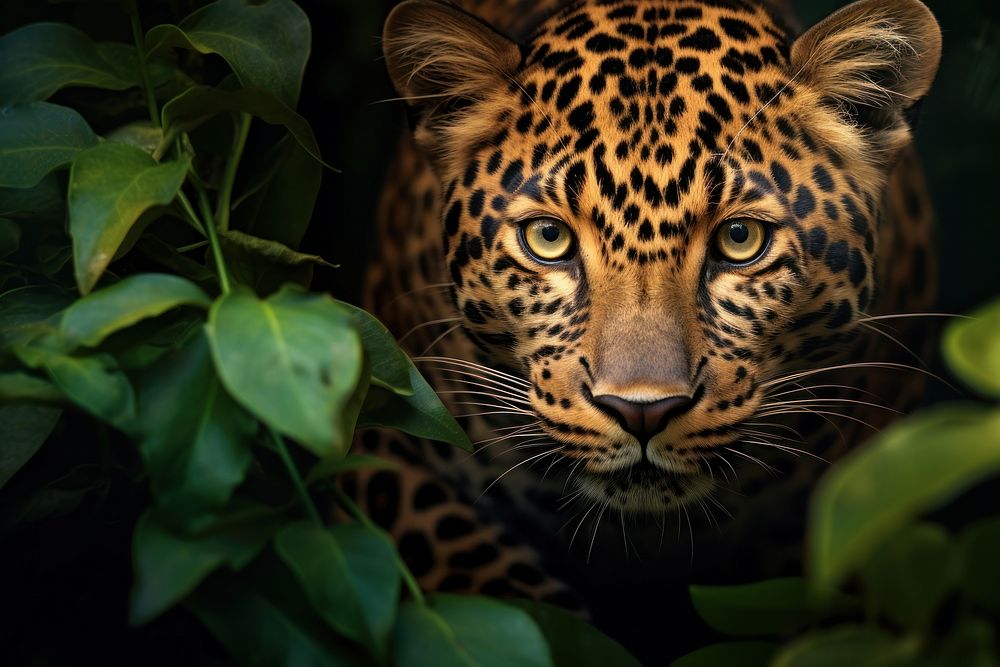 Leopard portrait wildlife animal mammal. AI generated Image by rawpixel.