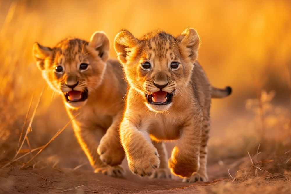 Lion cubs wildlife animal mammal. 