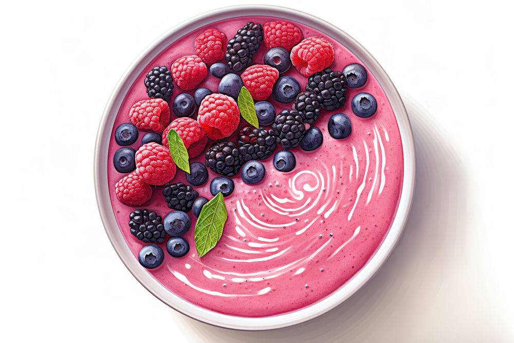 Smoothie bowl berry raspberry blueberry. AI generated Image by rawpixel.
