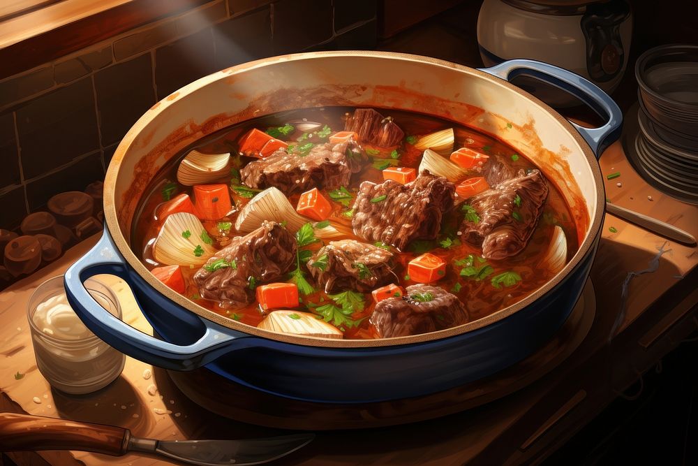 Beef stew meat food meal. AI generated Image by rawpixel.