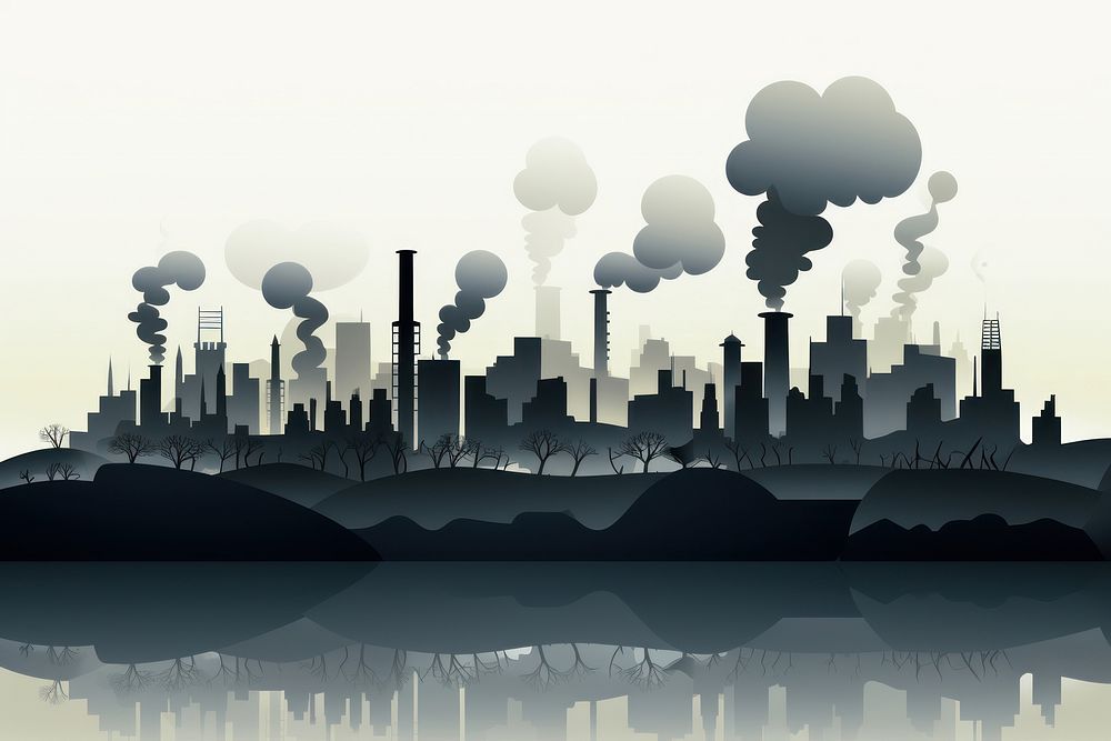 City pollution architecture silhouette outdoors. AI generated Image by rawpixel.