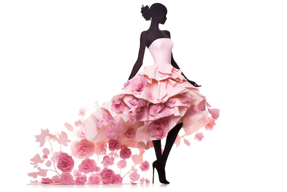 Woman silhouette dress wedding flower. AI generated Image by rawpixel.