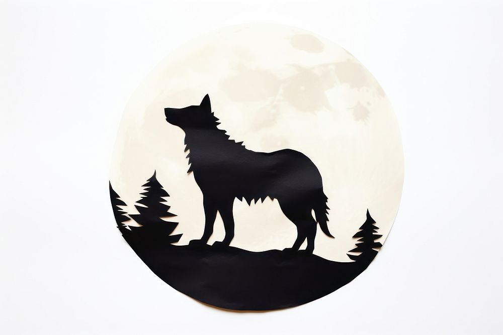 Silhouette wolf moon mammal. AI generated Image by rawpixel.