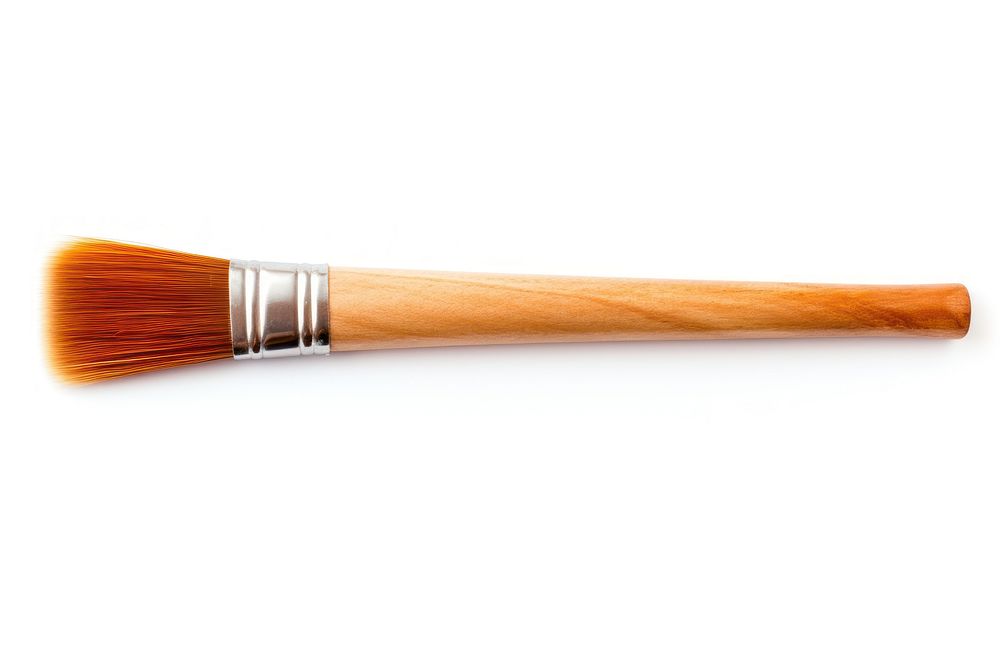 Wooden artist painting brush tool white background cosmetics. AI generated Image by rawpixel.