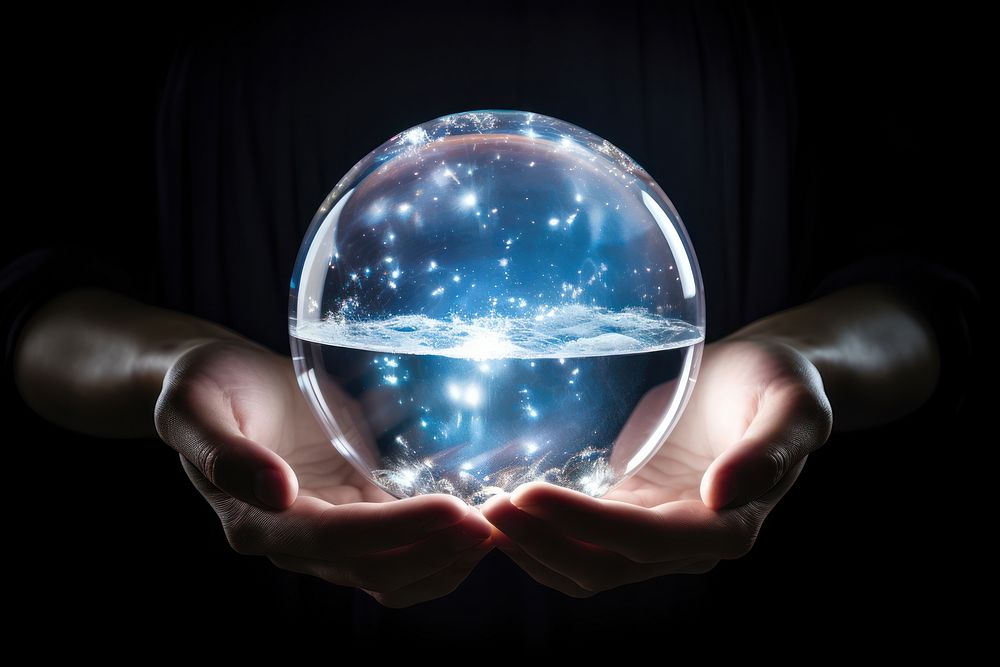 Crystal ball universe sphere space. AI generated Image by rawpixel.