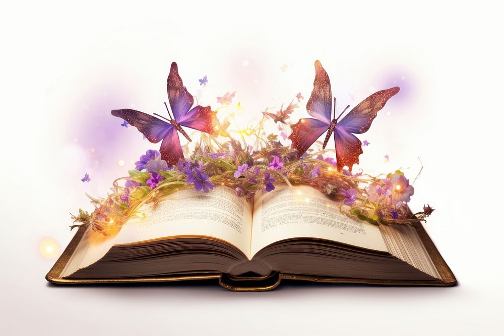 Magic book publication flower purple. AI generated Image by rawpixel.