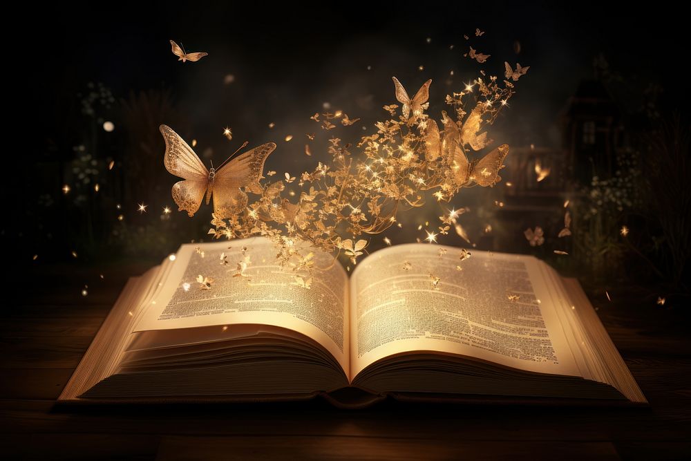 Magic book publication open illuminated. AI generated Image by rawpixel.