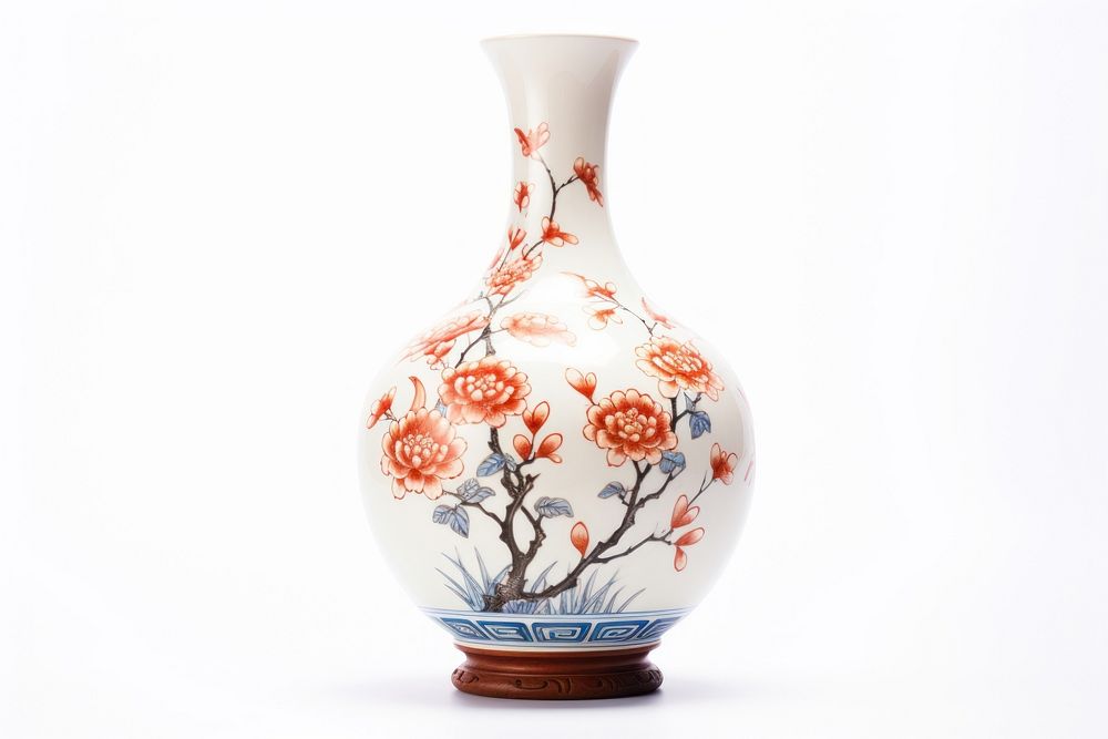 Chinese vase porcelain pottery art. AI generated Image by rawpixel.