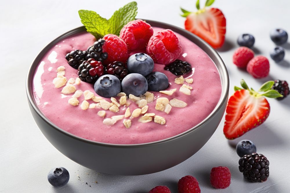 Smoothie bowl berry blueberry dessert. AI generated Image by rawpixel.