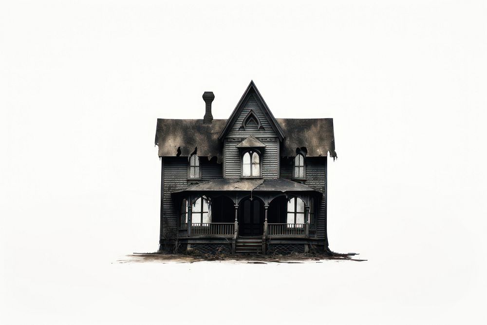Haunted house architecture building white background. AI generated Image by rawpixel.