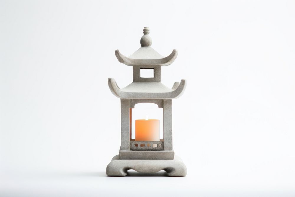 Chinese stone lantern lamp white background spirituality. 